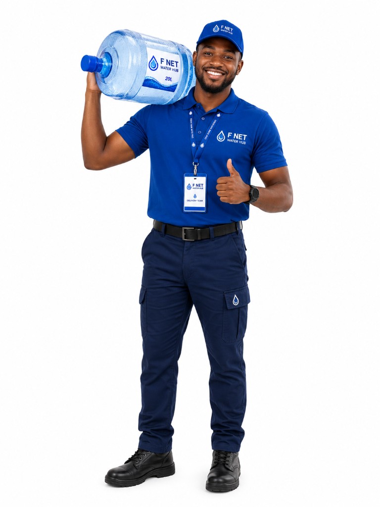 F Net delivery professional with a water jug